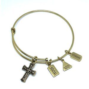 Gold Tone Dangle Drop Multi Charm Bangle Bracelet Economic Environmental Social